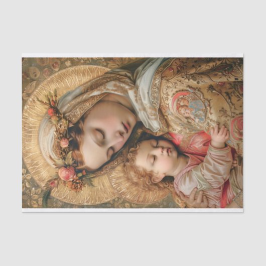 ヴァージンメリーアンドベビーイエズス1デクページ紙 薄葉紙 (正面)