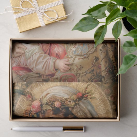 ヴァージンメリーアンドベビーイエズス1デクページ紙 薄葉紙 (ギフト)