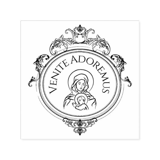 ヴァージンメリーイエスクリスマスカトリック セルフインキングスタンプ (デザイン)