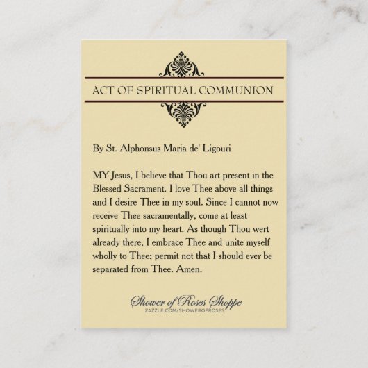 ヴァージンメリーイエススピリチュアル聖餐式カード プレイスカード (裏面)