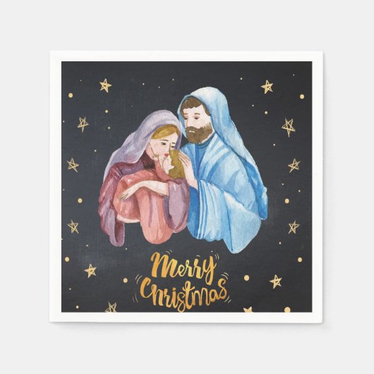 ヴァージンメリーイエス出生クリスマスヴィンテージ スタンダードカクテルナプキン (正面)