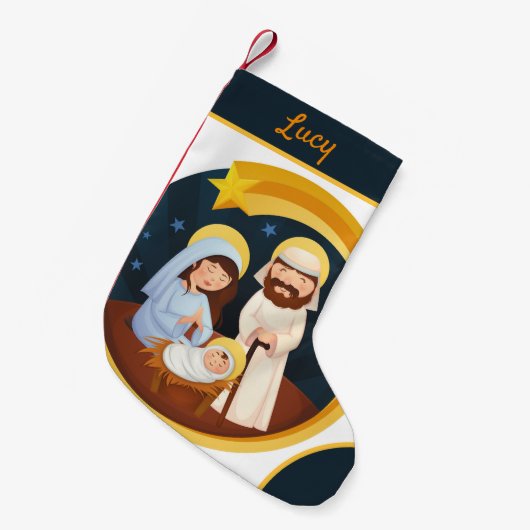 ヴァージンメリーイエス出生クリスマス スモールクリスマスストッキング (正面 (吊り時))