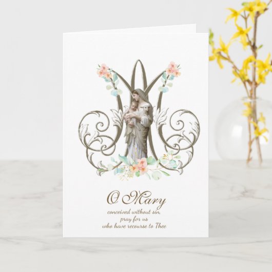 ヴァージンメリーイエス宗教母の日 カード (黄色い花)