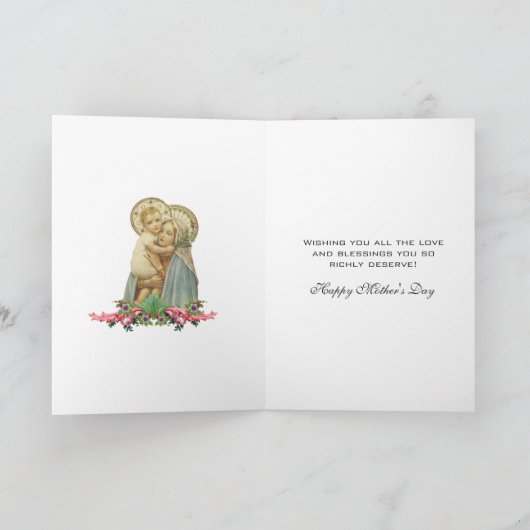 ヴァージンメリーイエス宗教母の日 カード (内部)