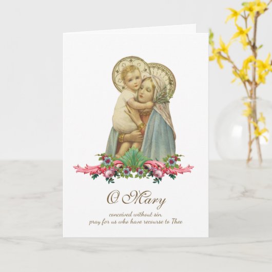 ヴァージンメリーイエス宗教母の日 カード (黄色い花)