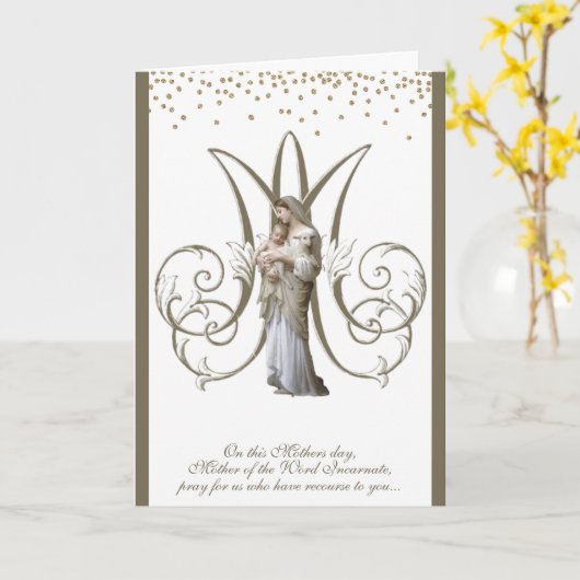 ヴァージンメリーイエス宗教母の日 カード (黄色い花)