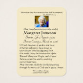 ヴァージンメリーイエス葬儀祈りの言葉メモリアルカード (裏面)