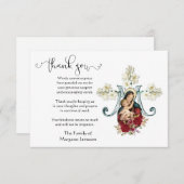 ヴァージンメリーイエズス宗教的ありがとうお悔やみ サンキューカード (正面/裏面)