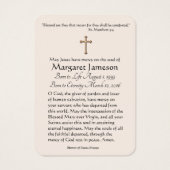 ヴァージンメリーイエズス葬儀記念神聖カード –  (裏面)