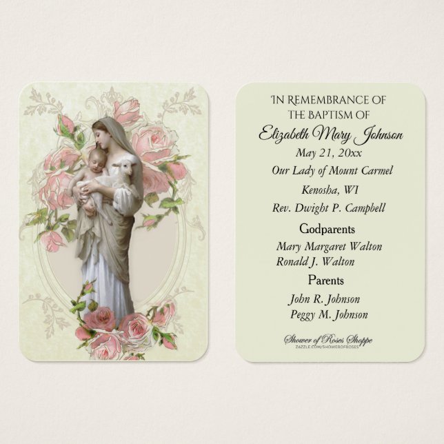 ヴァージンメリーイエズバプテスマ《キリスト教》洗礼式や命名式宗教 (正面&裏面)