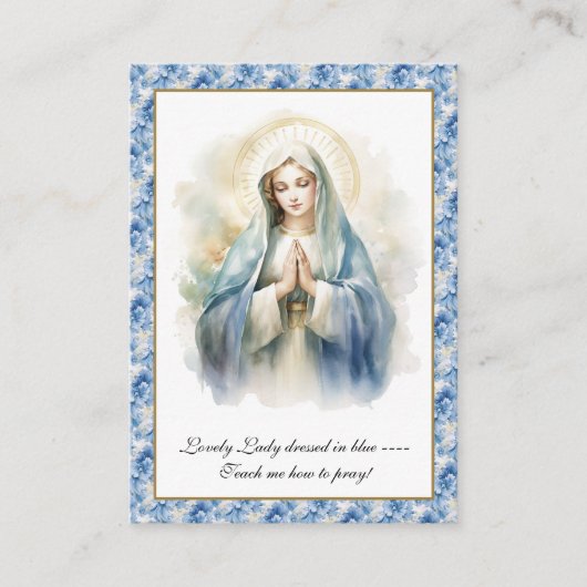 ヴァージンメリーイエズラブリーレディーブルーの詩を着た エンクロージャーカード (正面)