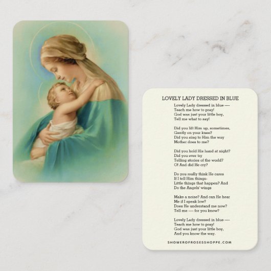 ヴァージンメリーイエズラブリーレディーブルーの詩を着た エンクロージャーカード (正面/裏面)