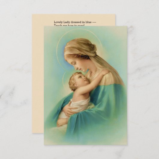 ヴァージンメリーイエズラブリーレディーブルーの詩を着た 招待状 (正面/裏面)