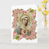 ヴァージンメリーカトリック宗教フローラヴィンテージ カード (黄色い花)