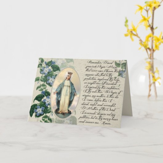 ヴァージンメリーカトリック宗教祈りの言葉 カード (黄色い花)