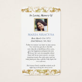 ヴァージンメリーカトリック葬儀記念祈りの言葉カード (裏面)