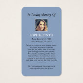 ヴァージンメリーカトリック葬儀記念祈りの言葉カード (裏面)