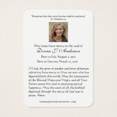 ヴァージンメリーカトリック葬儀記念聖札 – (裏面)