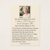 ヴァージンメリーカトリック葬儀記念聖札 –  (裏面)