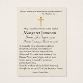 ヴァージンメリーカトリック葬儀記念聖札 – (裏面)