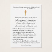 ヴァージンメリーカトリック葬儀記念聖札 – (裏面)