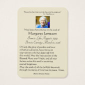 ヴァージンメリーカトリック葬儀記念聖札 –  (裏面)