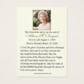 ヴァージンメリーカトリック葬儀記念聖札 –  (裏面)