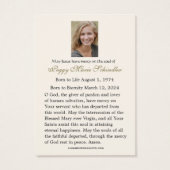 ヴァージンメリーカトリック葬儀記念聖札 – (裏面)