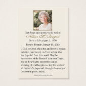 ヴァージンメリーカトリック葬儀記念聖札 –  (裏面)