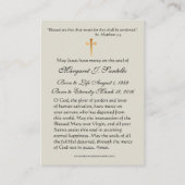 ヴァージンメリーカトリック葬儀記念聖札 – プレイスカード (裏面)
