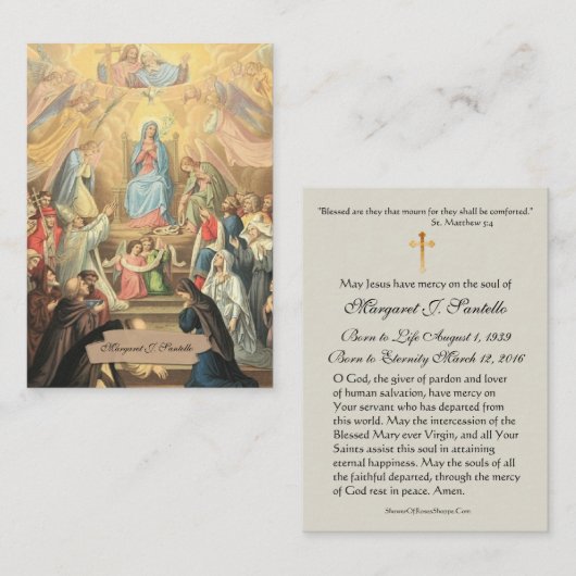 ヴァージンメリーカトリック葬儀記念聖札 –  名刺 (正面/裏面)