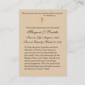 ヴァージンメリーカトリック葬儀記念聖札 –  名刺 (裏面)