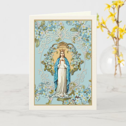 ヴァージンメリーノック宗教的なフローラ車の私たちの女性 カード (黄色い花)