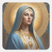 ヴァージンメリーハローアモダンカトリックのアイコン スクエアシール (正面)