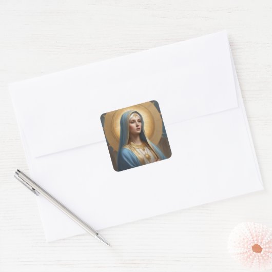 ヴァージンメリーハローアモダンカトリックのアイコン スクエアシール (封筒)