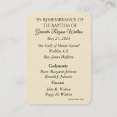 ヴァージンメリーバプテスマ記念神聖カード 名刺 (裏面)