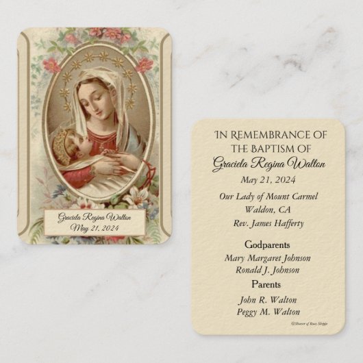 ヴァージンメリーバプテスマ記念神聖カード 名刺 (正面/裏面)