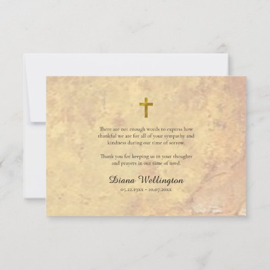 ヴァージンメリーパーチメントローマカトリック葬儀 サンキューカード (裏面)