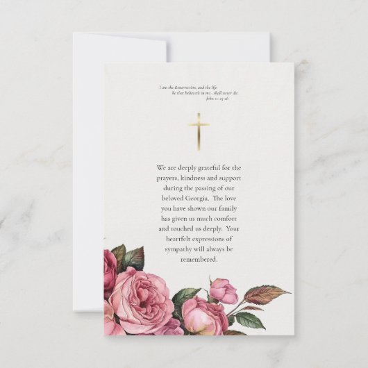 ヴァージンメリーラージレッドローゼカトリック葬儀 サンキューカード (裏面)