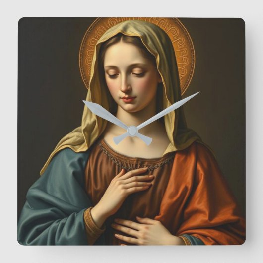 ヴァージンメリールネッサンススタイル時計 スクエア壁時計 (正面)