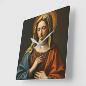 ヴァージンメリールネッサンススタイル時計 スクエア壁時計 (傾斜)