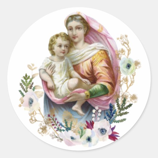 ヴァージンメリー宗教的イエズスヴィンテージカトリック ラウンドシール (正面)
