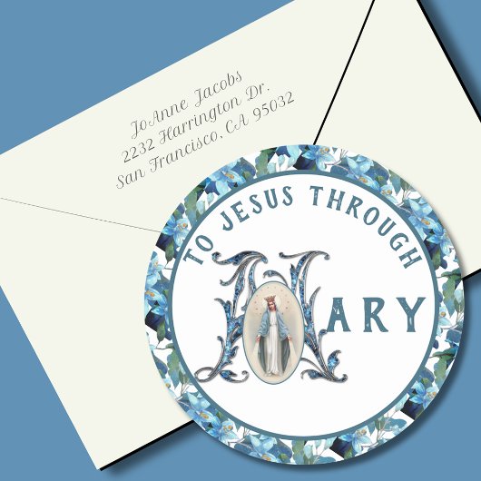 ヴァージンメリー宗教的カトリック十字架クラシック ラウンドシール