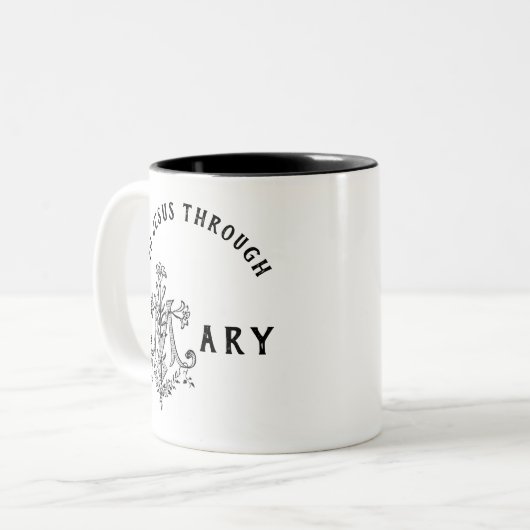 ヴァージンメリー宗教的カトリック祈りの言葉 ツートーンマグカップ (正面左)