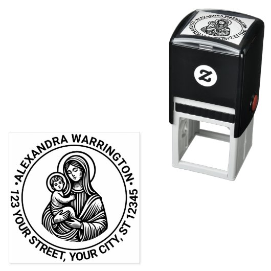 ヴァージン母メアリーベビーイエス#2名前Retアドレス セルフインキングスタンプ (インサイチュ)