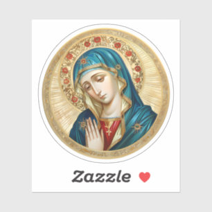 ヴァージン祈メアリーと赤い花の輪 シール