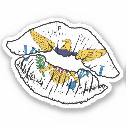 ヴァージン諸島ヴァージンアイランダーリップスティックラブフラグ シール (正面)