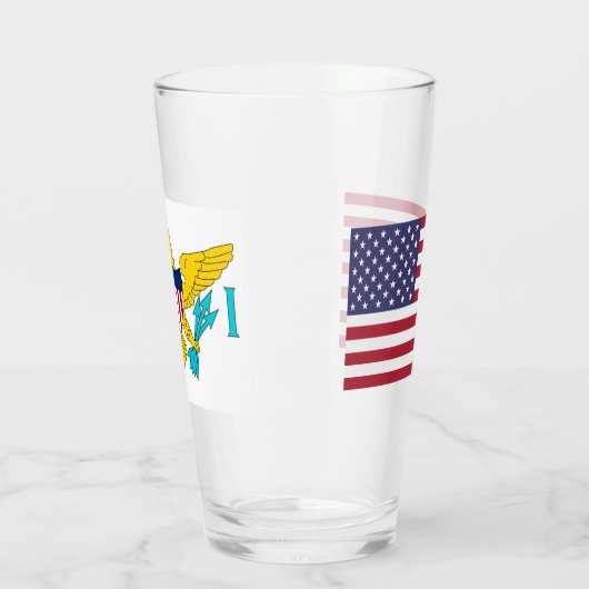 ヴァージン諸島国旗を持つ愛国的なガラスのカップ タンブラーグラス (左)