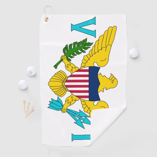 ヴァージン諸島国旗を掲げたゴルフタオル ゴルフタオル (インサイチュ)