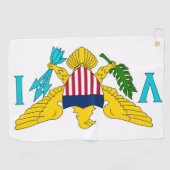 ヴァージン諸島国旗を掲げたゴルフタオル ゴルフタオル (横)